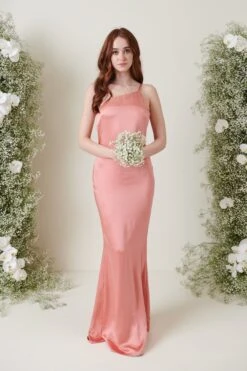 Amelia Maxi Bridesmaid Dress - Matte Apricot Pink