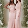 Amelia Maxi Bridesmaid Dress - Matte True Blush -By Knitwear Shop AMELIA SATIN BLUSH 1118