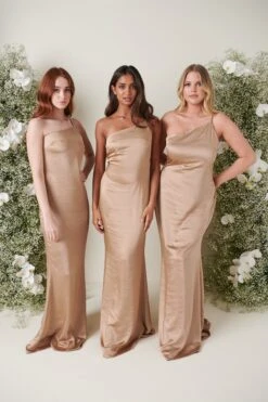 Amelia Maxi Bridesmaid Dress - Matte Mocha -By Knitwear Shop AMELIA SATIN MOCHA 4204