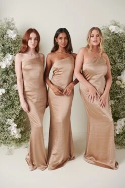 Amelia Maxi Bridesmaid Dress - Matte Mocha -By Knitwear Shop AMELIA SATIN MOCHA 4218