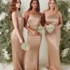 Amelia Maxi Bridesmaid Dress - Matte Mocha -By Knitwear Shop AMELIA SATIN MOCHA 4235