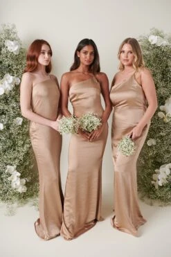 Amelia Maxi Bridesmaid Dress - Matte Mocha -By Knitwear Shop AMELIA SATIN MOCHA 4238