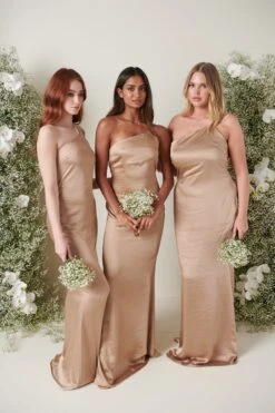 Amelia Maxi Bridesmaid Dress - Matte Mocha -By Knitwear Shop AMELIA SATIN MOCHA 4246