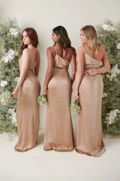 Amelia Maxi Bridesmaid Dress - Matte Mocha -By Knitwear Shop AMELIA SATIN MOCHA 4297