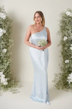 Amelia Tie Maxi Bridesmaid Dress - Matte Ice Blue