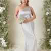 Amelia Tie Maxi Bridesmaid Dress - Matte Silver -By Knitwear Shop AMELIA TIE SILVER 3060