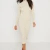 Abbey Ribbed Knit Dress - Light Beige -By Knitwear Shop Abbey Midi Beige 2633