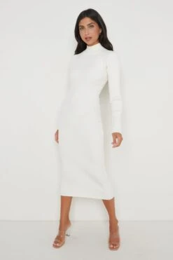 Abbey Ribbed Knit Dress - Cream