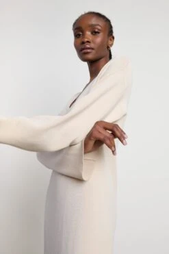 Abriana V-Neck Knit Dress - Beige -By Knitwear Shop Abriana Cream 105