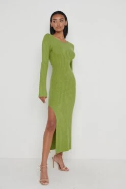 Adora Twist Knot Back Midaxi Dress - Green 10 Adora Twist Knot Back Midaxi Dress - Green -By Knitwear Shop Adora Twist Knot Back Midaxi Green 3154