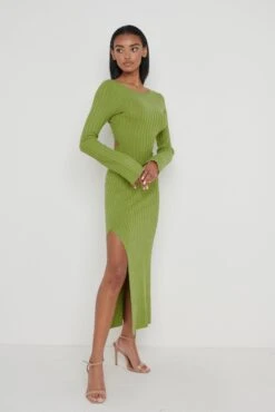 Adora Twist Knot Back Midaxi Dress - Green