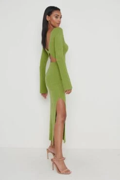 Adora Twist Knot Back Midaxi Dress - Green 13 Adora Twist Knot Back Midaxi Dress - Green -By Knitwear Shop Adora Twist Knot Back Midaxi Green 3159