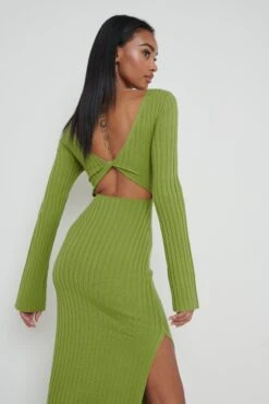 Adora Twist Knot Back Midaxi Dress - Green 11 Adora Twist Knot Back Midaxi Dress - Green -By Knitwear Shop Adora Twist Knot Back Midaxi Green 3192