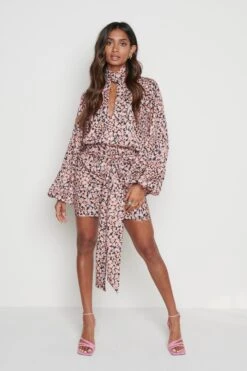 Adriana Mini Ruched Dress - Abstract Spot -By Knitwear Shop Adriana abstract 1569