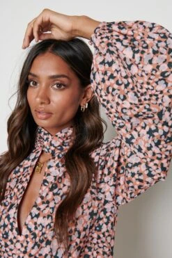 Adriana Mini Ruched Dress - Abstract Spot -By Knitwear Shop Adriana abstract 1585