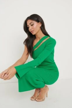 Alayah One Shoulder Midaxi Knit Dress - Green -By Knitwear Shop Alayah Midaxi Green 446