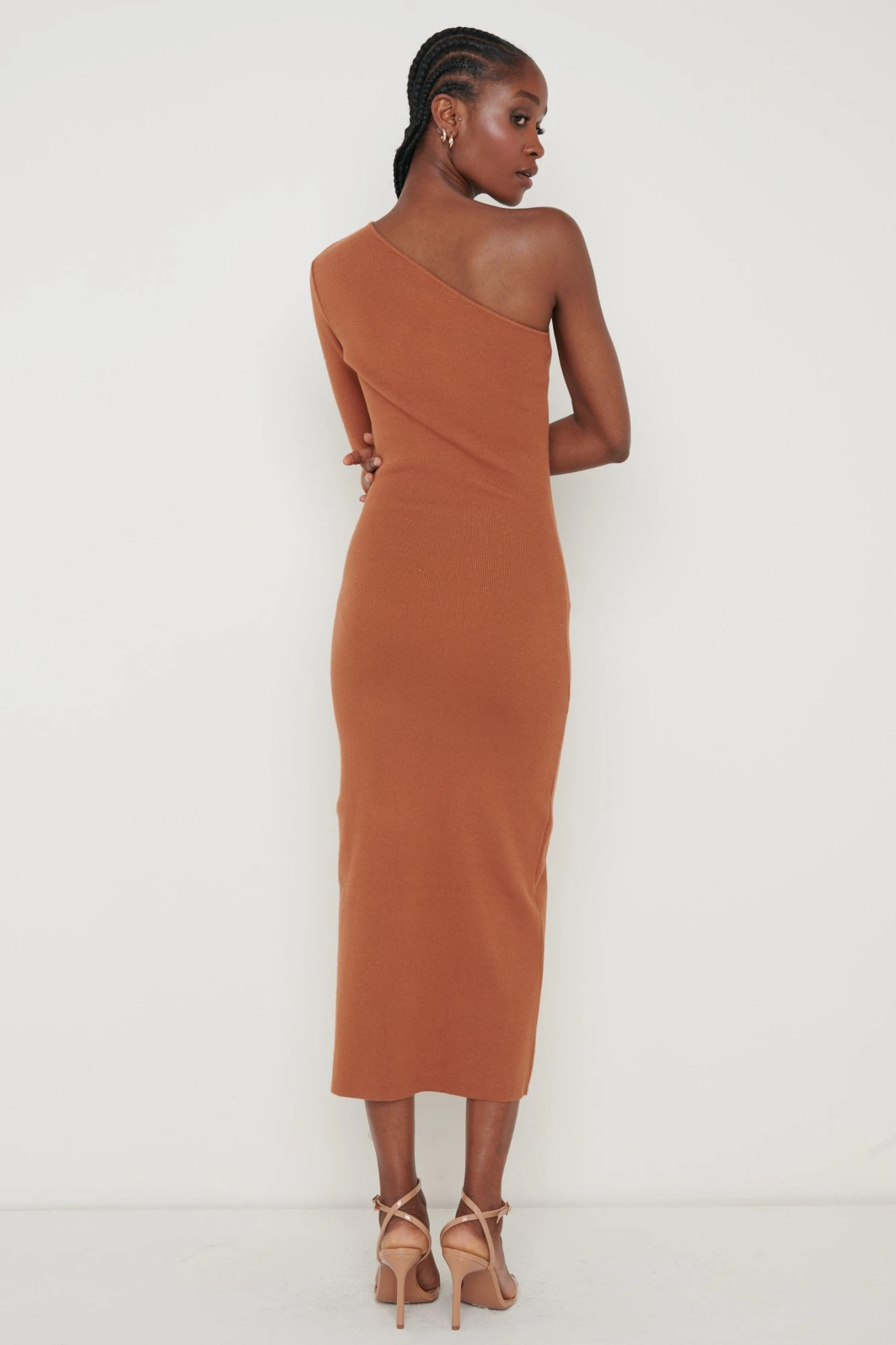 Alayah One Shoulder Midaxi Knit Dress - Ginger 4 Alayah One Shoulder Midaxi Knit Dress - Ginger - Image 2