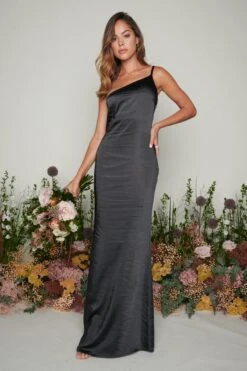 Amelia Maxi Bridesmaid Dress - Matte Black 11 Amelia Maxi Bridesmaid Dress - Matte Black -By Knitwear Shop Amelia Maxi Black 2184