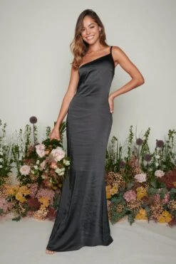 Amelia Maxi Bridesmaid Dress - Matte Black