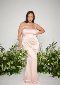 Amelia Maxi Bridesmaid Dress Curve - Matte True Blush -By Knitwear Shop Amelia Maxi Blush Curve 1370