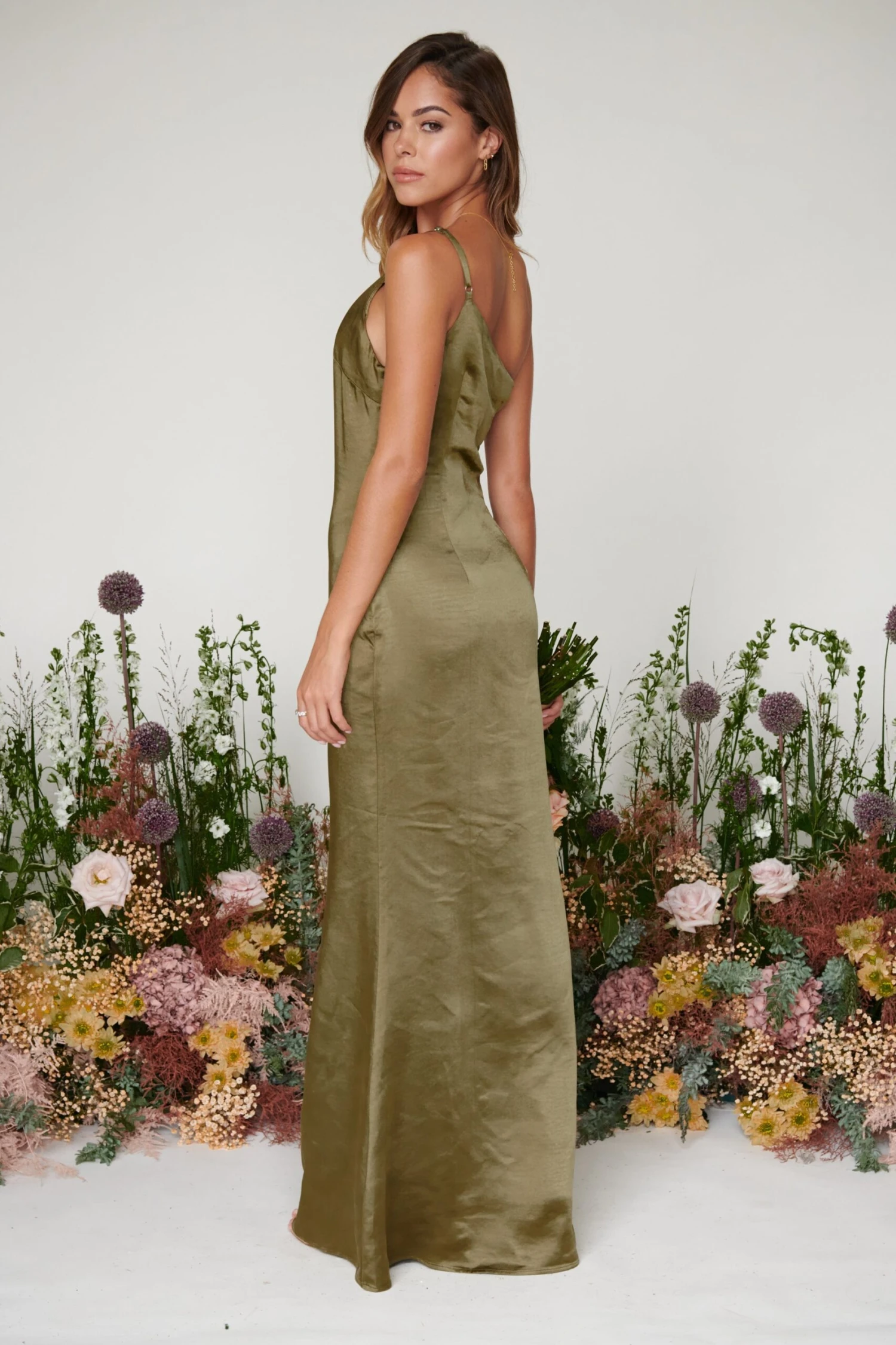 Amelia Maxi Bridesmaid Dress - Matte Military Olive 6 Amelia Maxi Bridesmaid Dress - Matte Military Olive - Image 4