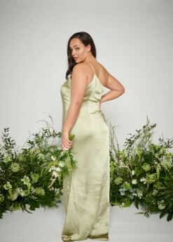 Amelia Maxi Bridesmaid Dress Curve - Matte Olive -By Knitwear Shop Amelia Maxi Olive Curve 227
