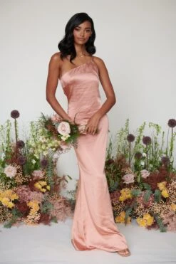 Amelia Maxi Bridesmaid Dress - Matte Tan Blush -By Knitwear Shop Amelia Maxi Tan Blush 1161