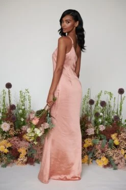 Amelia Maxi Bridesmaid Dress - Matte Tan Blush -By Knitwear Shop Amelia Maxi Tan Blush 1190