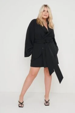 Anika Blazer Dress - Black -By Knitwear Shop Anika Blazer Dress Black Curve 2006