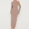 Anouska Asymmetric Knit Dress - Taupe -By Knitwear Shop Anoushka Knit Dress Taupe 649