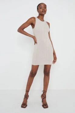 Auden Rib Mini Knit Dress - Beige