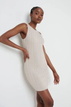 Auden Rib Mini Knit Dress - Beige -By Knitwear Shop Auden dress beige 23