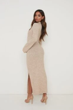 Baylee Soft Knit Midaxi Dress - Beige -By Knitwear Shop Baylee Knit Midaxi Beige 1187