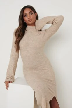 Baylee Soft Knit Midaxi Dress - Beige -By Knitwear Shop Baylee Knit Midaxi Beige 1207