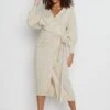 Beau Wrap Midi Dress - Beige -By Knitwear Shop Beau Beige 1845