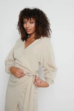 Beau Wrap Midi Dress - Beige 15 Beau Wrap Midi Dress - Beige -By Knitwear Shop Beau Beige 1899