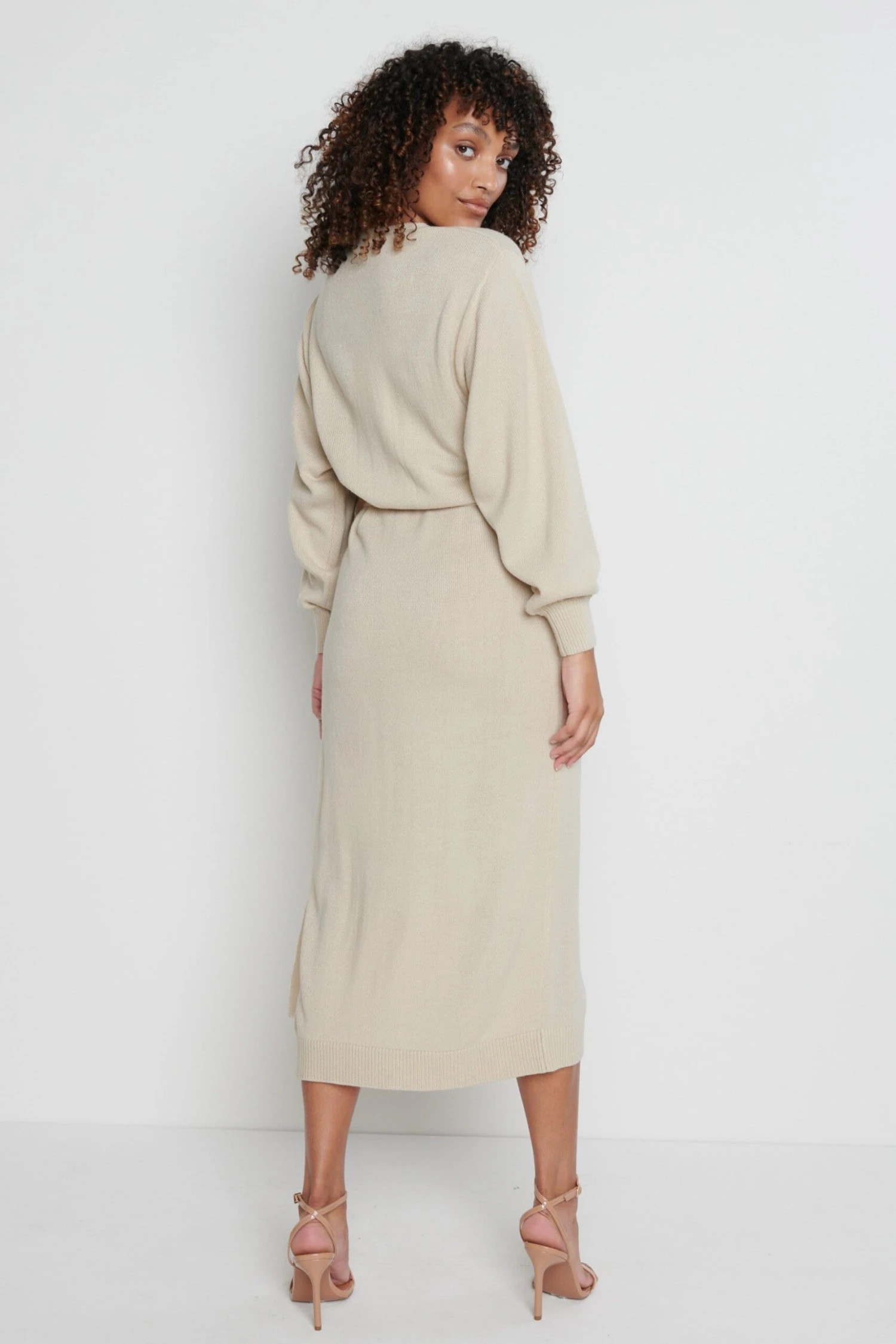 Beau Wrap Midi Dress - Beige 5 Beau Wrap Midi Dress - Beige - Image 3