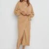 Beau Wrap Midi Dress - Camel -By Knitwear Shop Beau Camel 2007