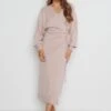 Beau Wrap Midi Dress - Dusky Pink -By Knitwear Shop Beau Pink 2244
