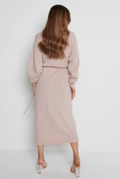 Beau Wrap Midi Dress - Dusky Pink -By Knitwear Shop Beau Pink 2278
