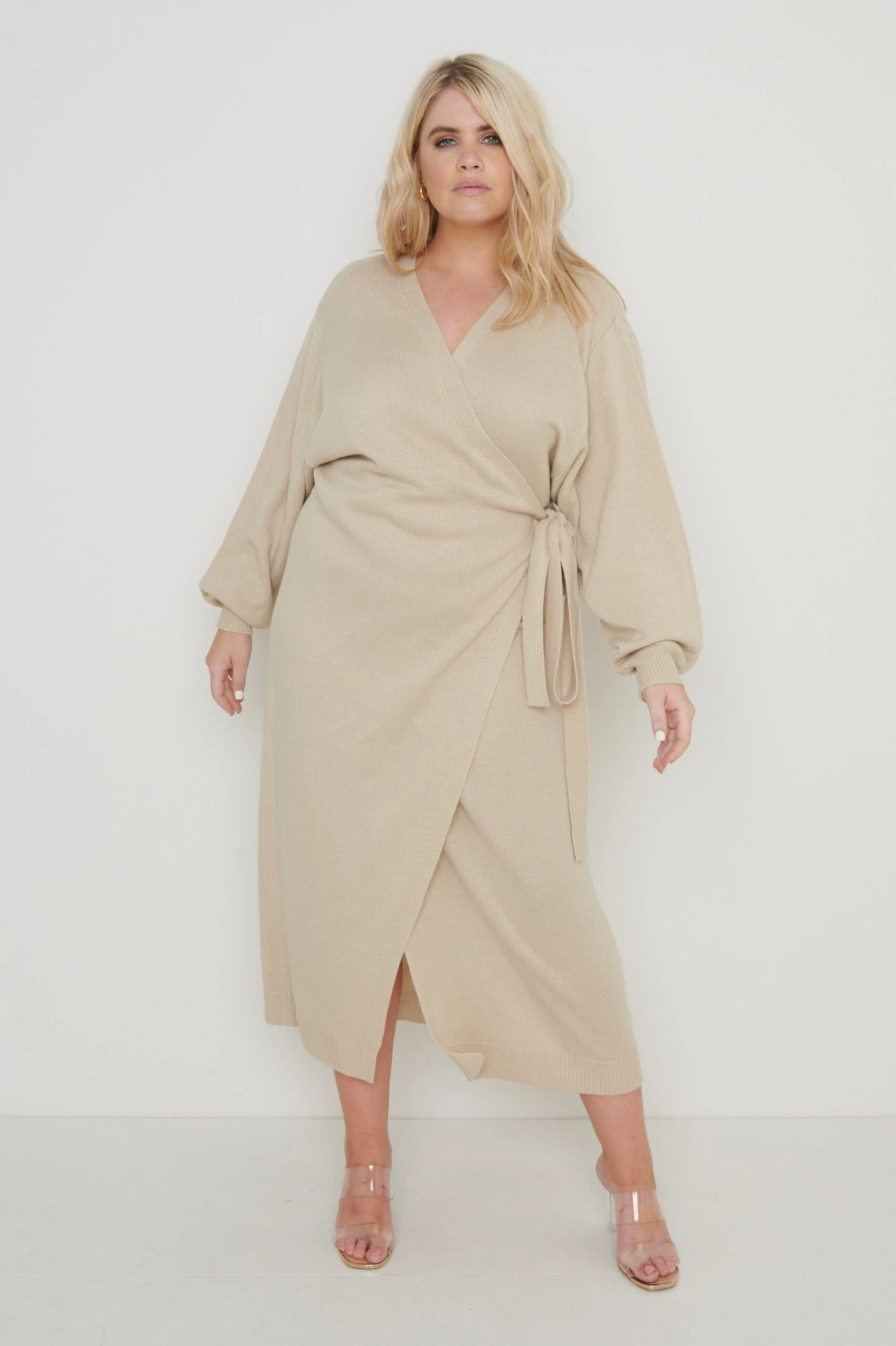 Beau Wrap Midi Dress - Beige 8 Beau Wrap Midi Dress - Beige - Image 6