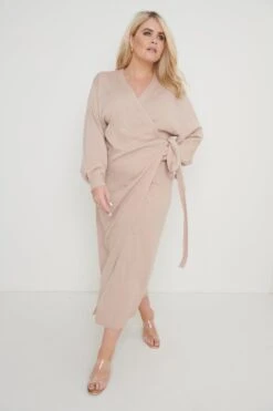 Beau Wrap Midi Dress - Dusky Pink -By Knitwear Shop Beau Wrap Dress Dusky Pink Curve8