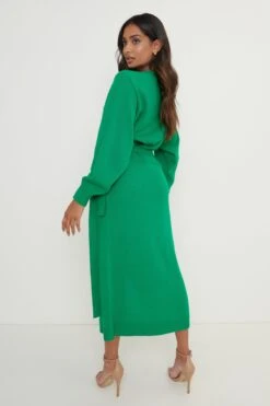 Beau Wrap Midi Dress - Emerald -By Knitwear Shop Beau Wrap Dress Emerald Green116