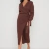 Beau Wrap Midi Dress - Brown 1 Beau Wrap Midi Dress - Brown -By Knitwear Shop Beau Wrap Midi Dress Brown 3256