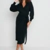 Beau Wrap Midi Dress - Black -By Knitwear Shop Beau black 1932