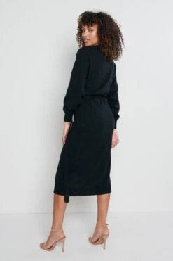 Beau Wrap Midi Dress - Black -By Knitwear Shop Beau black 1958