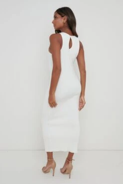 Billie Ribbed Racer Midi Dress - Cream -By Knitwear Shop Billie Dress Cream 1948