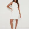 Billie Ribbed Racer Mini Dress - Cream -By Knitwear Shop Billie Mini Cream 926