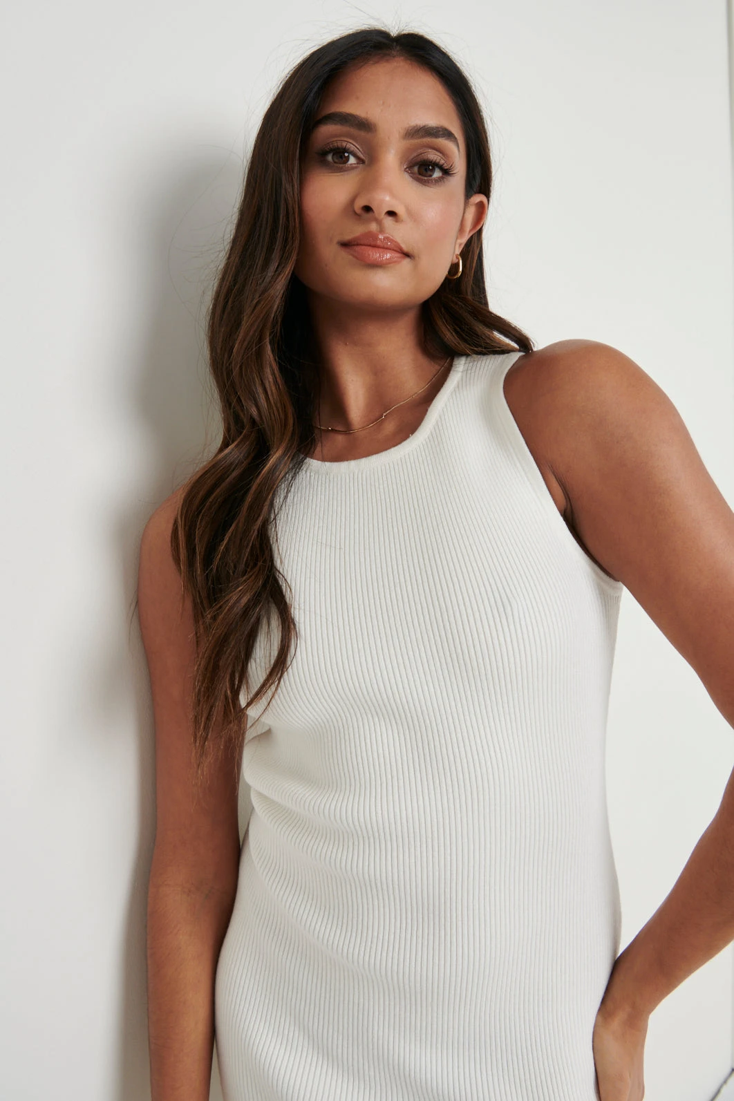 Billie Ribbed Racer Mini Dress - Cream 4 Billie Ribbed Racer Mini Dress - Cream - Image 2