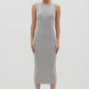 Billie Midi Ribbed Racer Dress - Grey